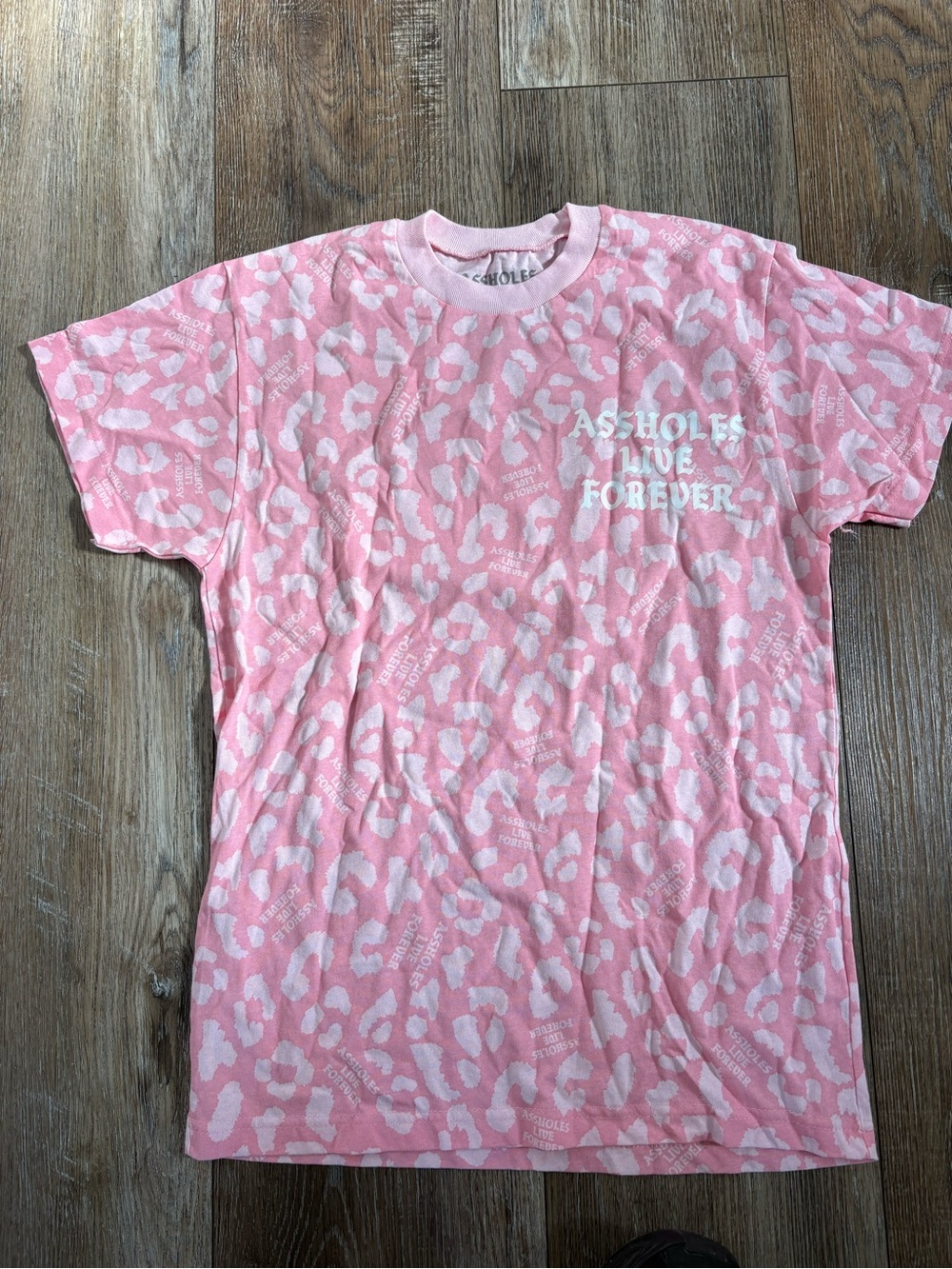 A$$holes live forever Pink Leopard Print Graphic Tee medium women’s